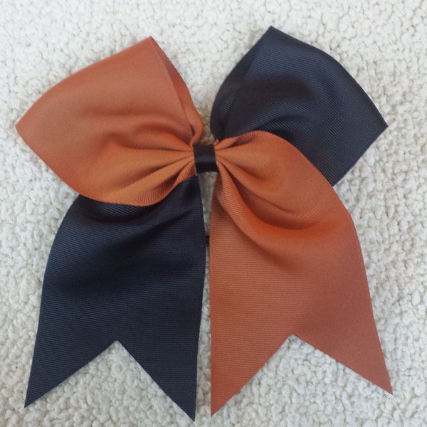Cheer Bows/ Two Tone Copper Texas Orange and Black Cheer Bow/ DIY Decorate This Cheer Bow Yourself/ Blank Cheer Bows/ Softball Bow