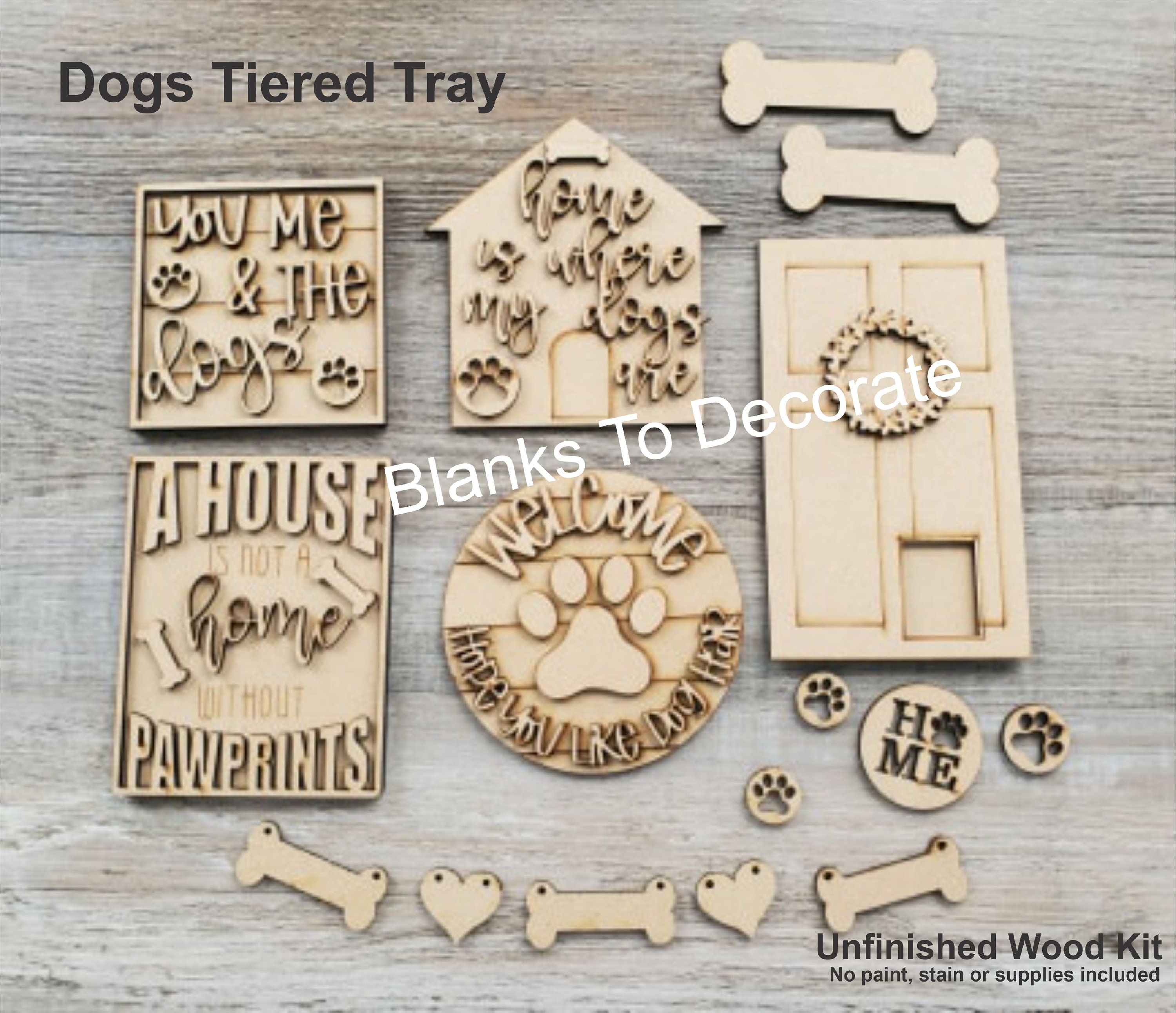 Dog Tiered Tray/ Unfinished Dog Tiered Tray Decor/ Dog Decor - Etsy