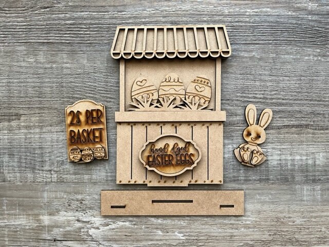 Happy Easter Bunny 3D Layered Stand 6 Pieces Laser Cut Out Unfinished Wood STND1 Happy Easter Bunny 3D Layered Stand 6 Pieces Laser Cut Out Unfinished Wood STND1