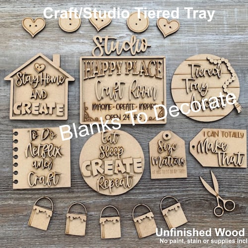 Craft Tiered Tray/ Unfinished Crafting Tiered Tray Decor/ Etsy