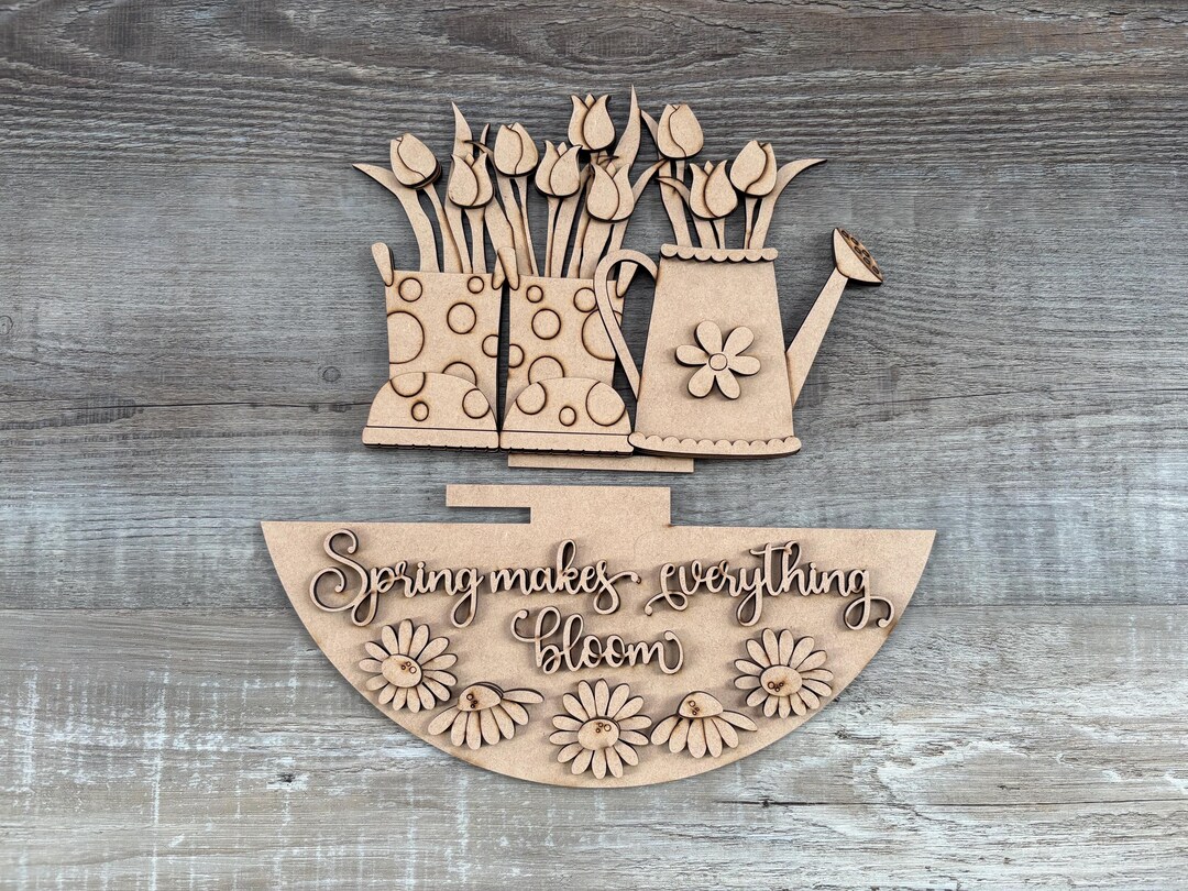Sign Base With Spring Spring Flowers Holiday Sign/ Flowers Spring Sign Insert/ Spring Makes ...