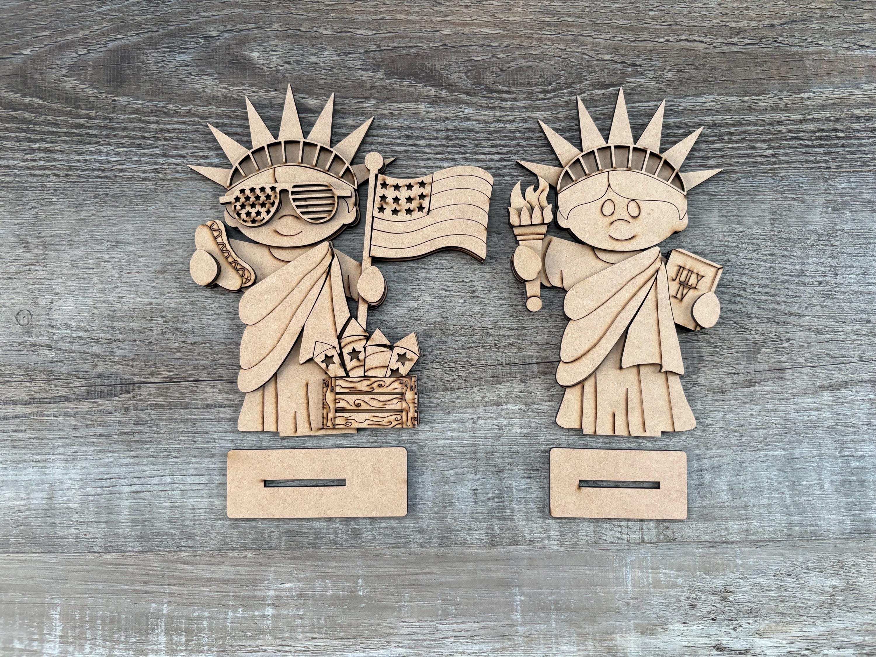 July Lady Standing Lady Liberty/ Fourth of July Lady Liberty/ DIY Patriotic Decor ...