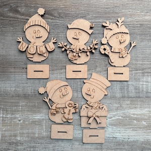 DIY Christmas Snowman Tiered Tray Blanks: Unfinished MDF Decor