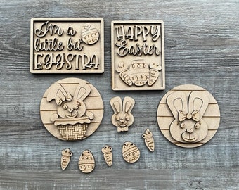Easter Tiered Tray/ Easter Bunny Tiered Tray/ I'm A Little Bit Eggstra/ Happy Easter/ Unfinished Easter Tiered Tray/ Easter Blanks