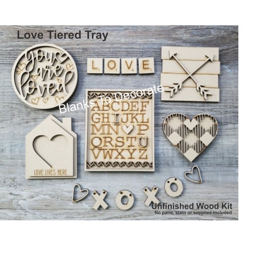 DIY Home Tiered Tray Kit Farmhouse Home Decor unfinished Etsy