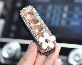 Leuke zonnebril vizier clip bling glitter auto-accessoires champagne strass schittering kristal auto decoratie zonnebril clip in de auto