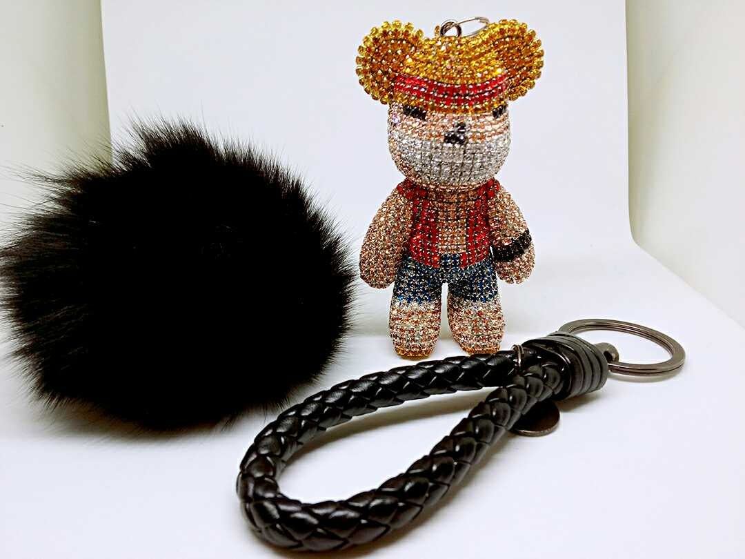 Luxury Sparkle Teddy Bear Dolls Pendants Keychains Cute 
