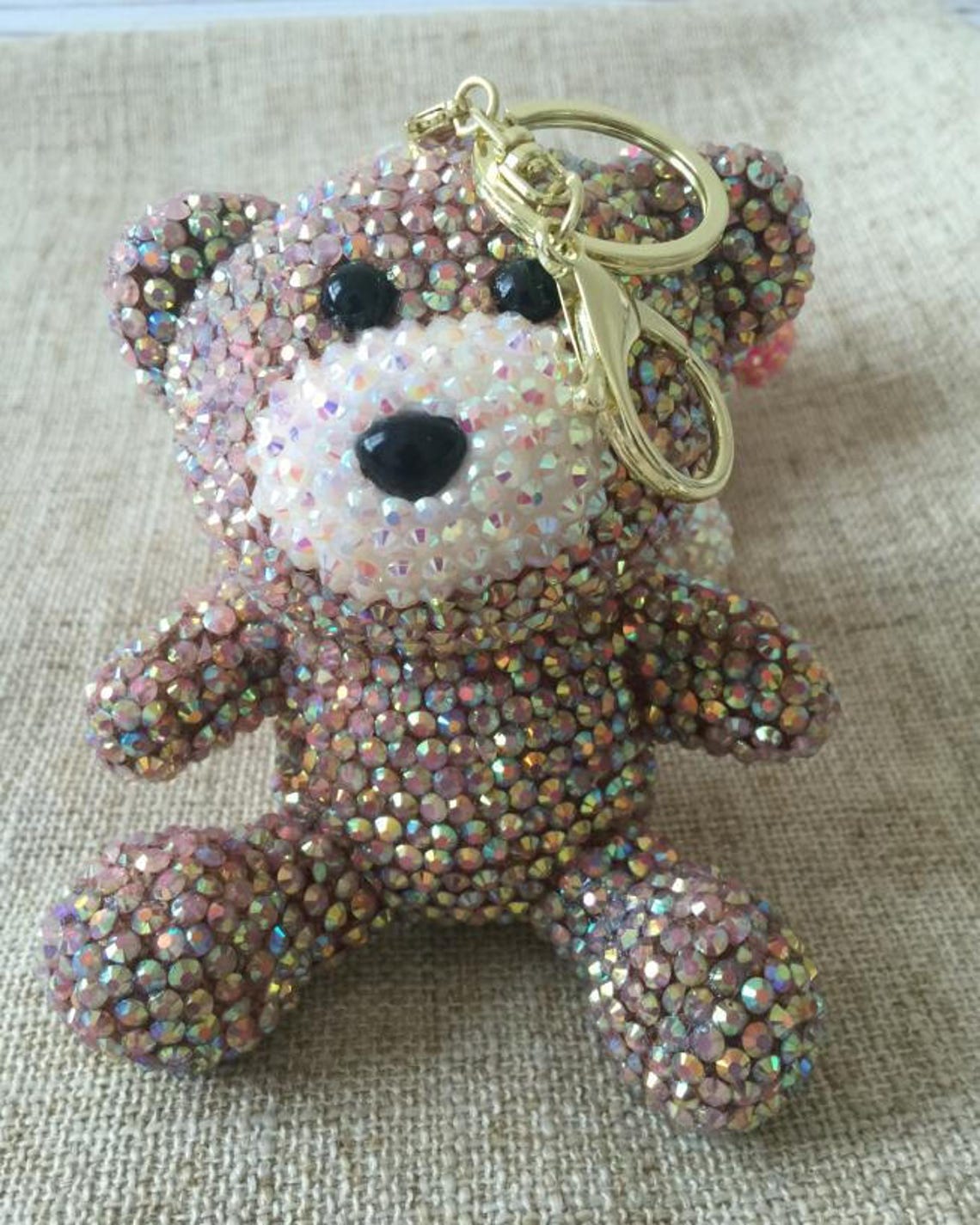 Rhinestone Bear Keychain Etsy