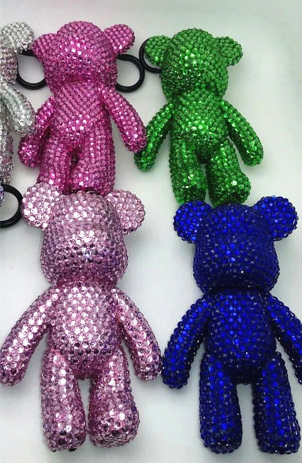 Rhinestone Sparkle Bear Keychains Etsy