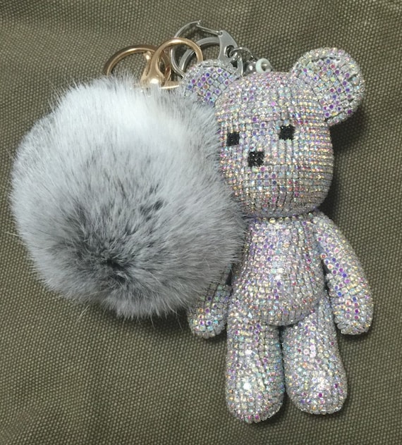 FULL BLING PONY BAG CHARM SILVER W/GREY & PINK FULL BLING PONY BAG CHARM SILVER W/GREY & PINK