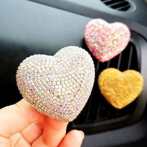 Sparkle Heart Shape Fragrance car Vent Air Freshener outlet Perfume Diffuser Car Accessories for women-Sparkly Crystal Diamonds Unique Gfits