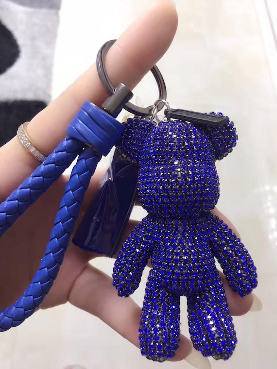 Royal Blue Crystal Bear Schlüsselanhänger tassel und Seil Kesy Ring Schlüsselanhänger  Leder -  Österreich