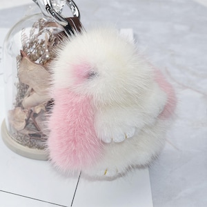 Rabbit Ears Fur Ball Bag Charms With Golden Keyring Pom Pom, Fluffy Fur  Ball Keychain For Car Keyring, Charm Gift - Temu