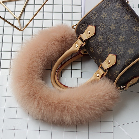 Puffs Bag Straps Tan Pompoms Furry Handbag Straps Custom Fluffy Bag/ Purse Bands Apricot/Tan Color/Peach Pom