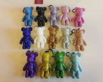 Rhinestone Crystal Bear Charm Keychain