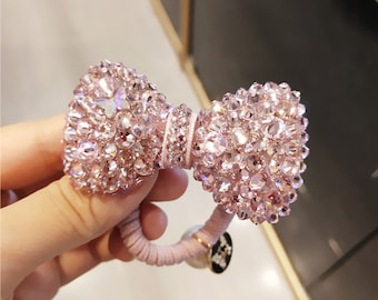 Swarovski-strik Haartouw Chic Sparkle Haaraccessoires Babyroze kristallen lint Moederdagcadeaus