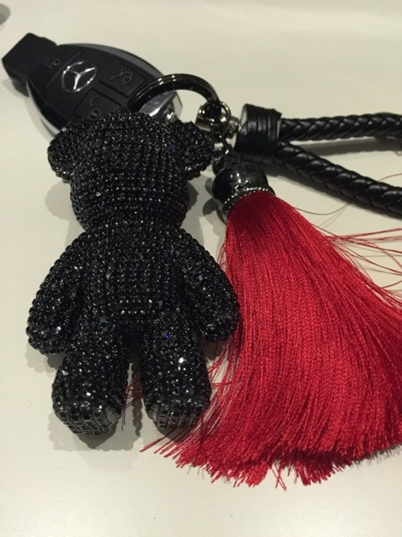 Cute Keychain Glitter Black Bear Bag Charm Key Chains Glitter - Etsy