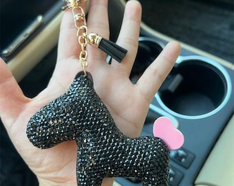 Black Bling horse bag charm sparkly swarov  ski rhinestones crystal little horse Keychains tote handbag charm