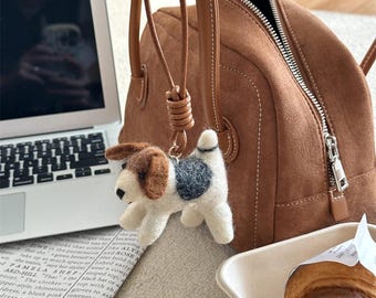 Purse Charm for handbags Dog Wool Felting Tote Charm Keychains