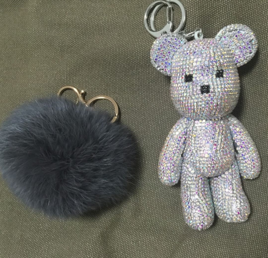 Mink Bling Teddy Bear Keychain