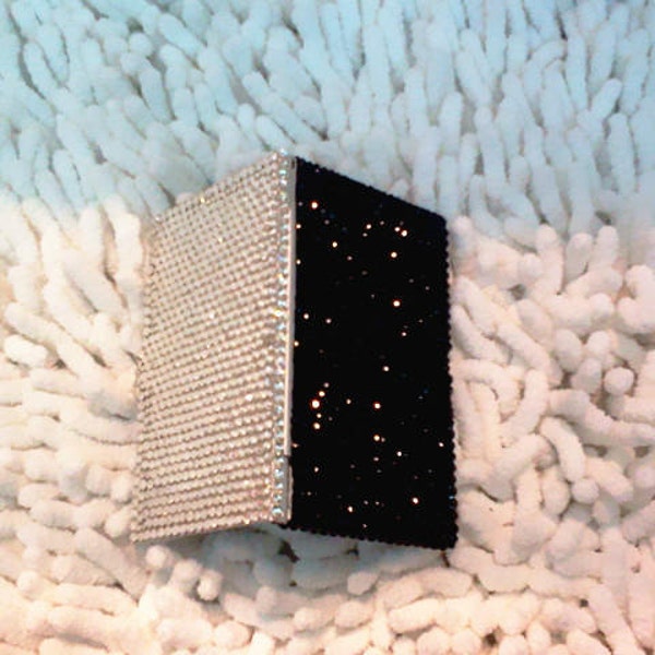 Crystal Swarovski element Rhinestone Business Card Holder Black White Crystals