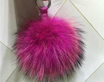 Furry Pompoms Keyring Puffs Lanyard Tasche Bugs Charm Puffs Pom Pom Geldbörse Taschenanhänger Fuchsia