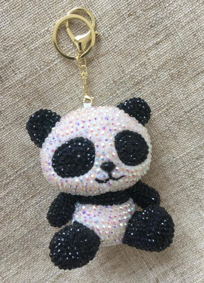 Bling Panda Keychains 4 Inch Kawaii Panda Dolls Pendants Etsy