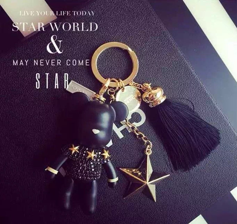 rhinestone teddy bear keychain
