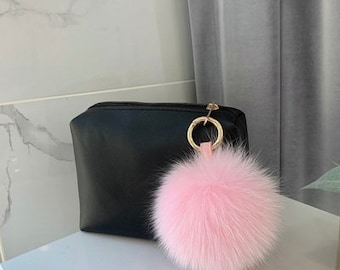 Large Soft Fur Keychains, Nice Fur Ball Bag Charm Tote Handbag Fashion Accessories Purse Bag Bugs charm Fluffy pom poms