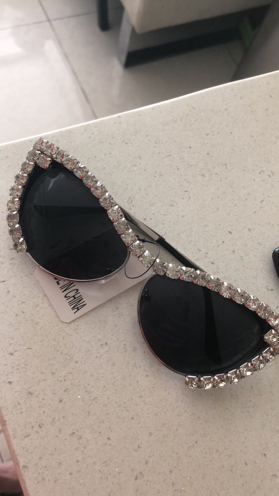 Versace Bangladesh Bank Video Xxx - Bling Cat Eye Sunglasses Shiny Black Sunglasses 2018 Chic - Etsy Canada