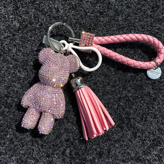 Teddybär Schlüsselanhänger Strass Bär Anhänger Leder Quaste Seil Ring Auto  Schlüssel Ring für Frauen Glitzer Bär Charms -  Schweiz