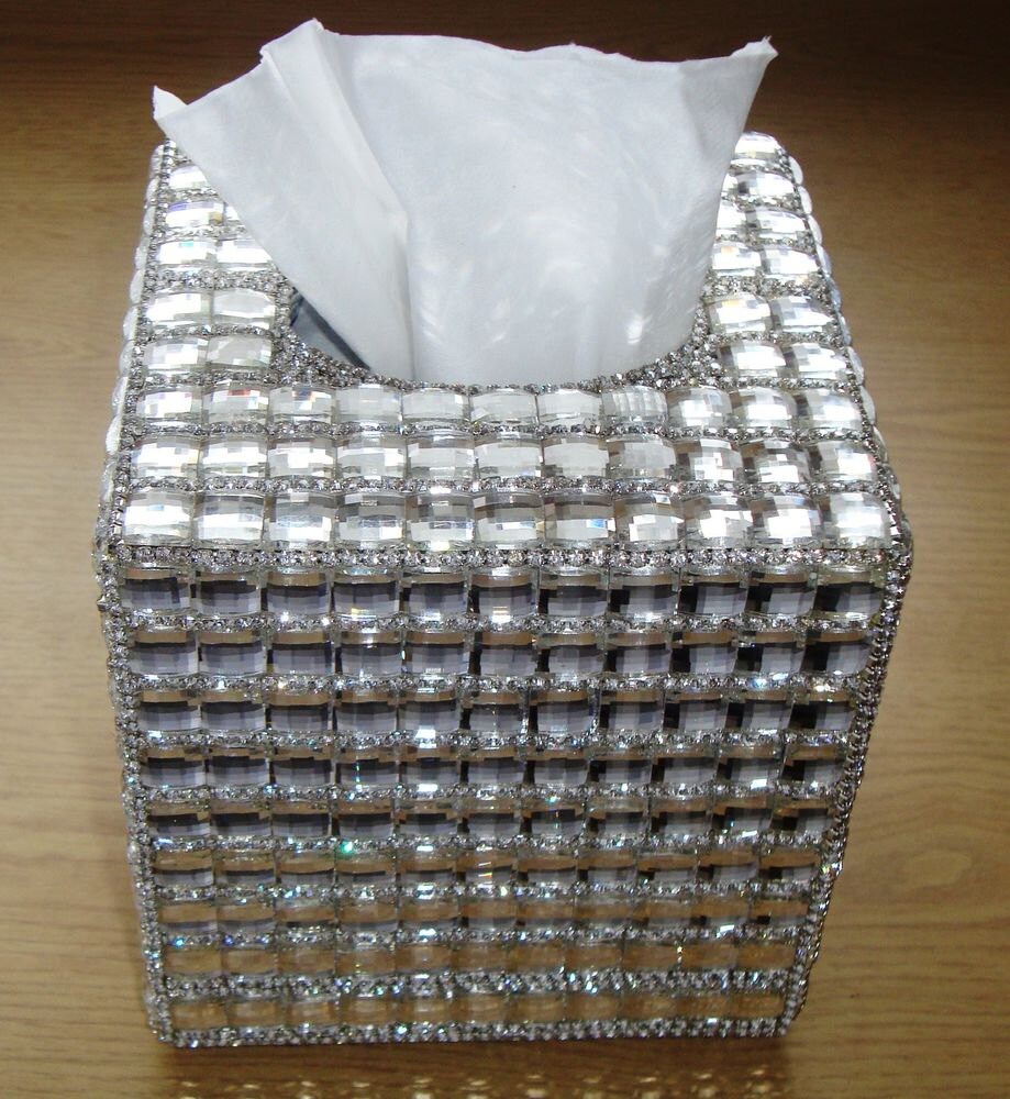 Bling Crystal Car Tissue Box Creative Diamond Paper Towel Tube