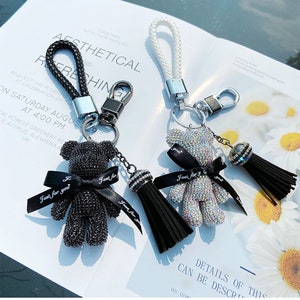 unique car keys ring cute bling bear car accessories women custom gifts handmade keychain bear key chains