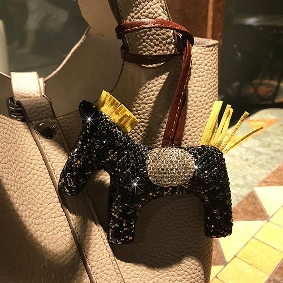 FULL BLING PONY BAG CHARM SILVER W/BLACK & YELLOW FULL BLING PONY BAG CHARM SILVER W/BLACK & YELLOW