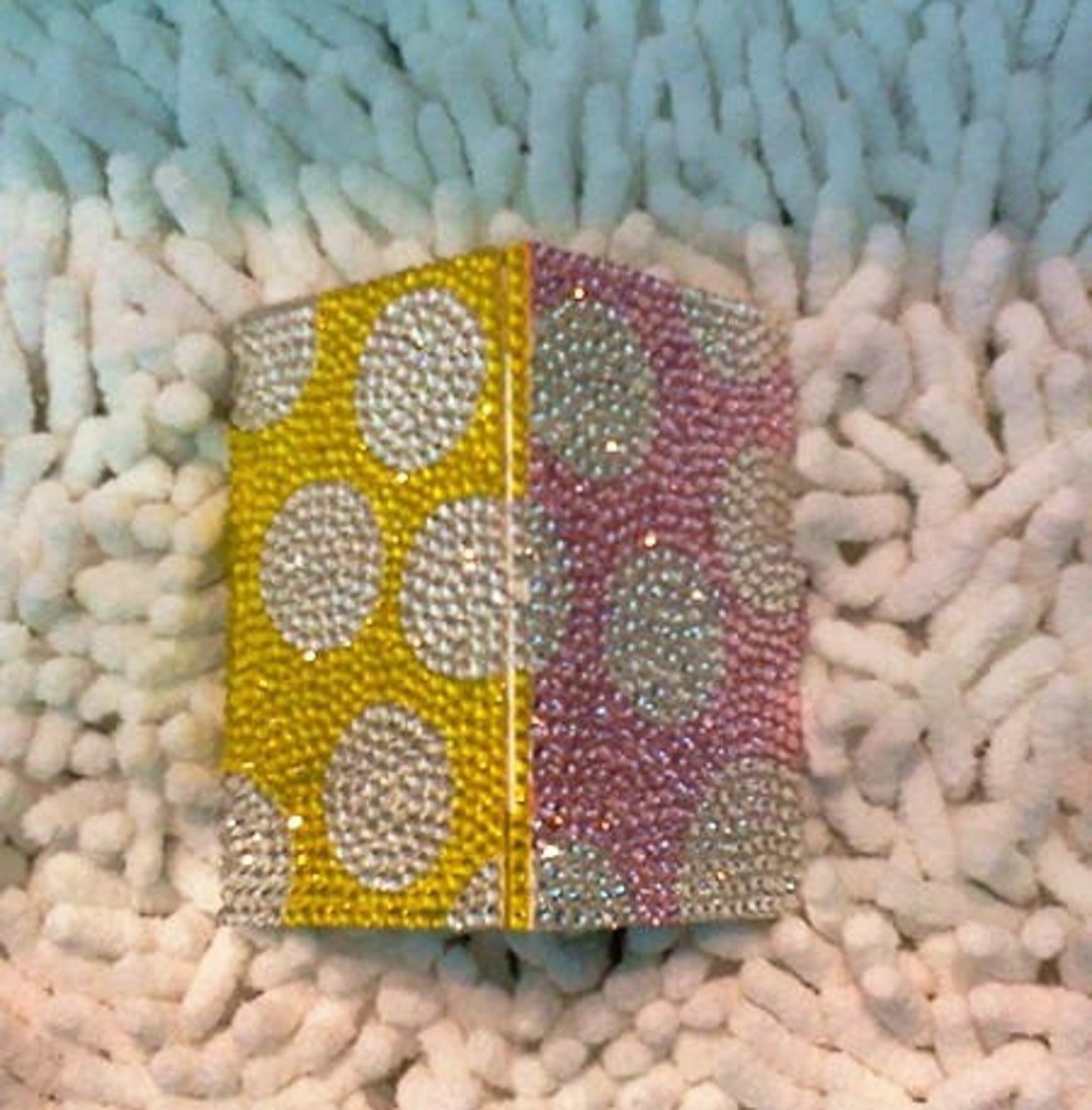 Swarovski Rhinestone Card Sparkly Swarovski Element Rhinestone Business Card Holder Yellow Pink ...