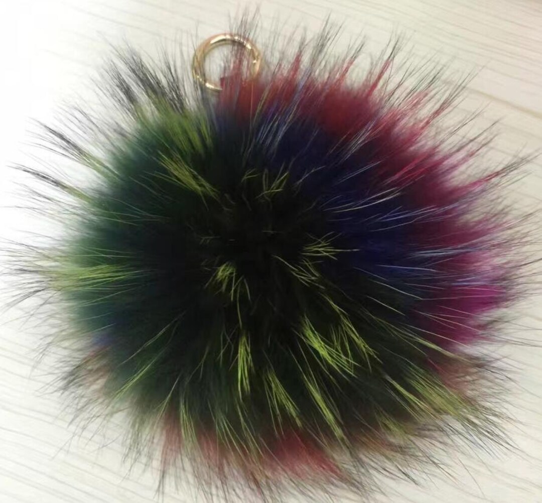 Colorful Soft Fur Keychains Large Fluffy Key Chains Nice Keyring for ...