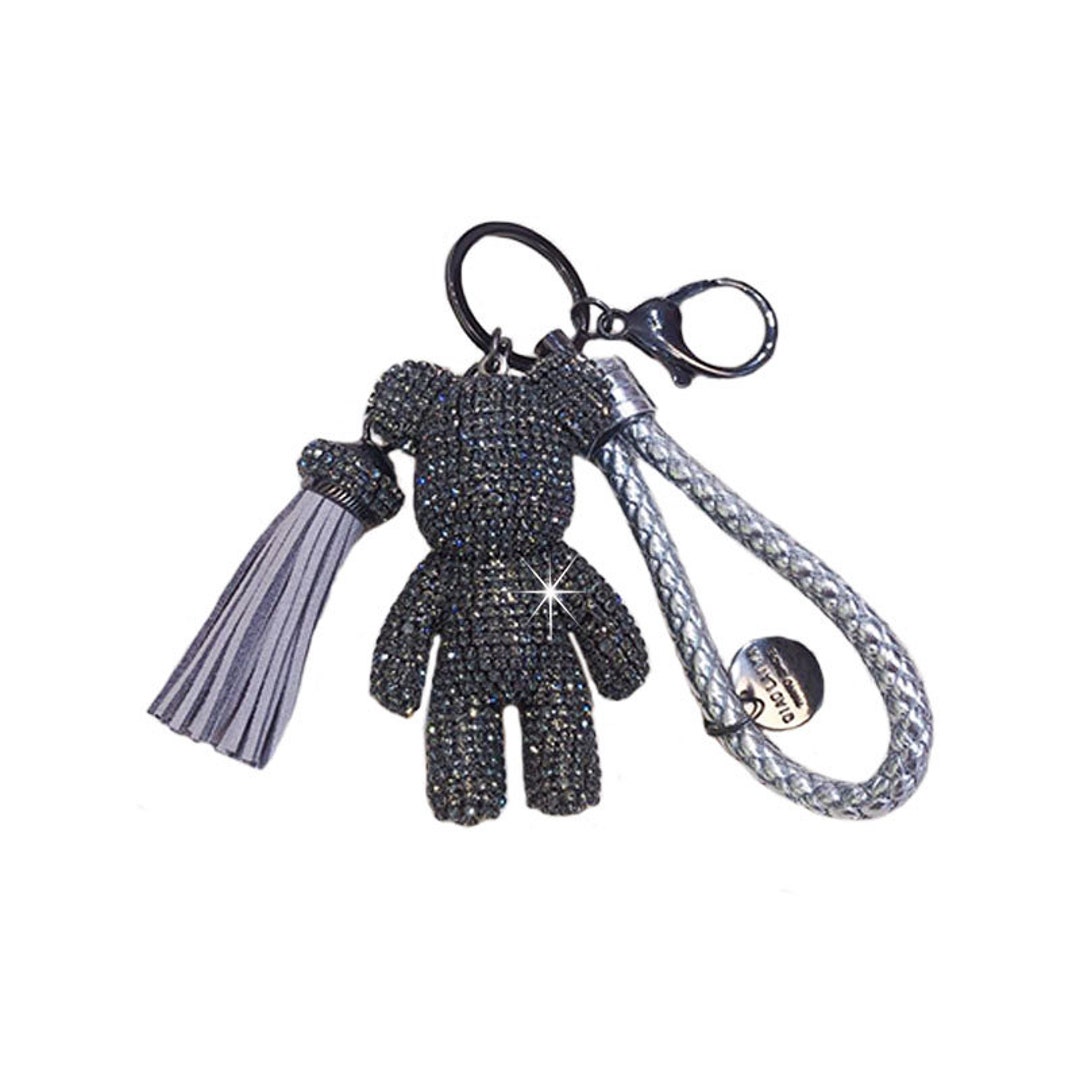 Dark Grey Crystal Bear Key Chains Unique Keychain Cute Keyrings Tassel ...