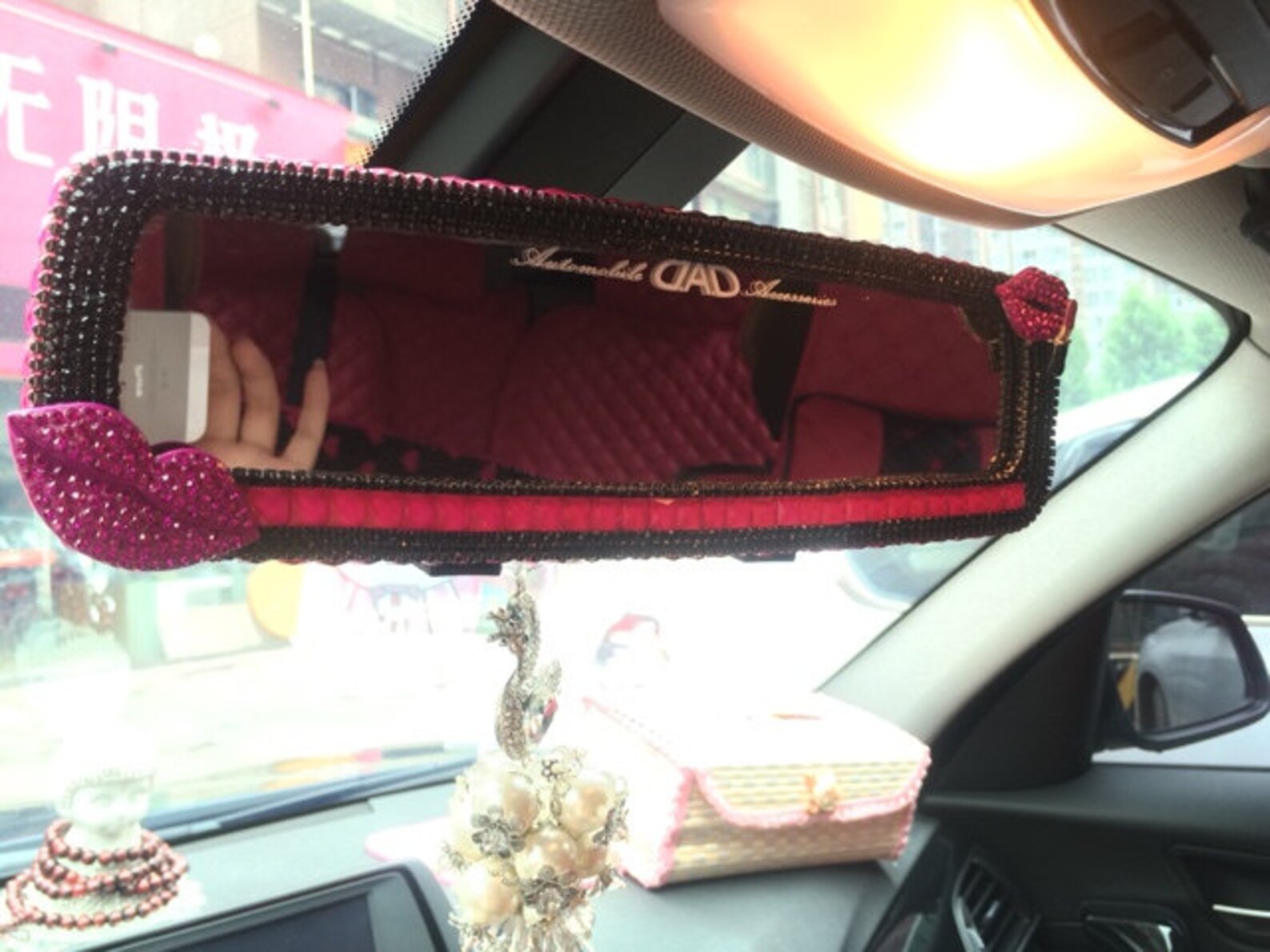 Unique Women/girls Car Accessories Car Rear View Mirror Black Etsy