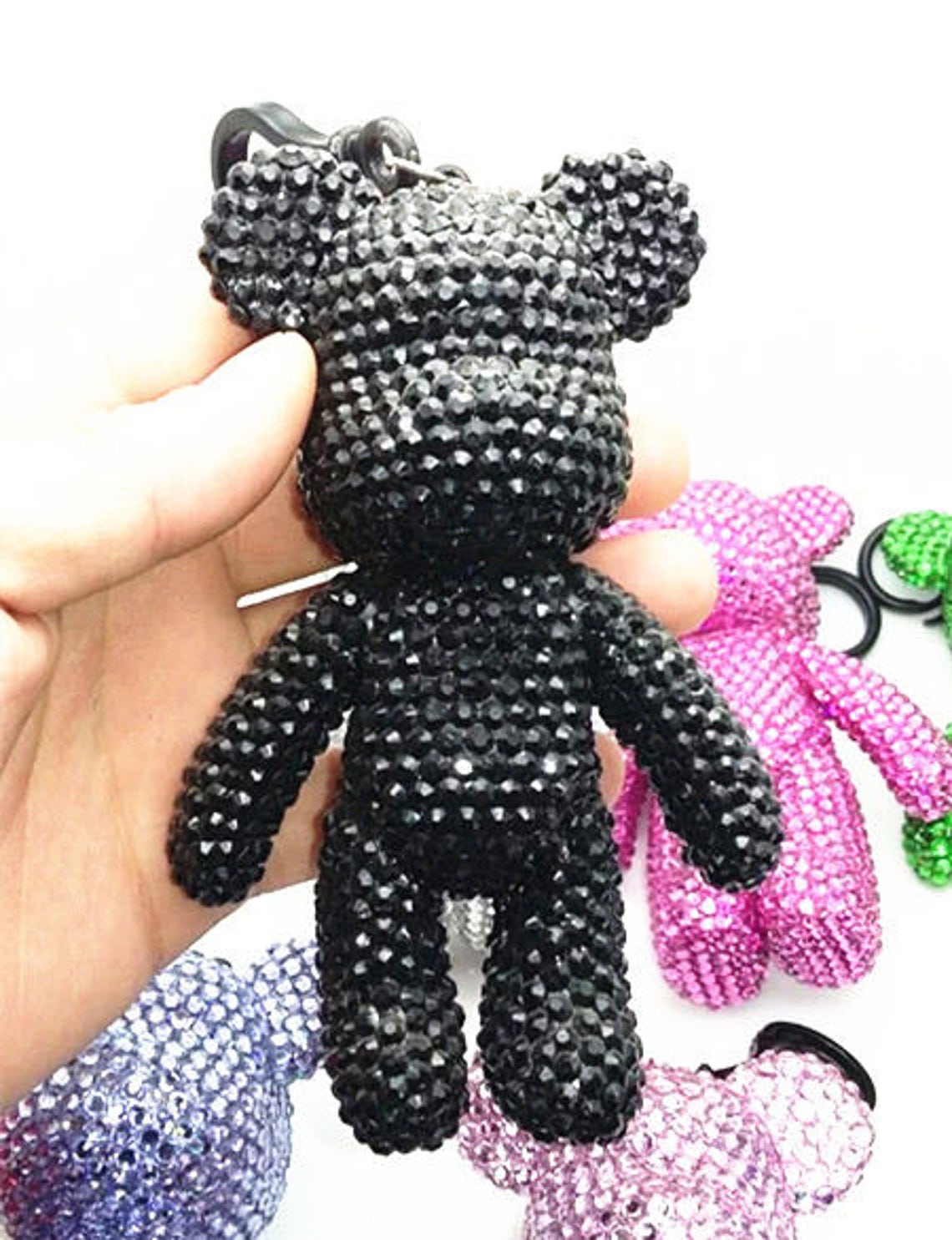 Rhinestone Sparkle Bear Keychains Etsy