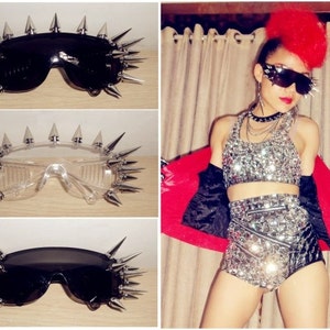 Unique Sunglasses Punk Sunglasses Metal Spiked Studded Sunglasses Unique Punk Accessories fashion party leader image 1