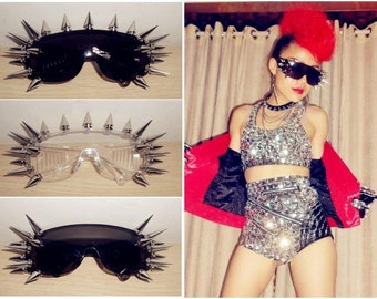 Unique Sunglasses Punk Sunglasses Metal Spiked Studded Sunglasses Unique Punk Accessories fashion party leader