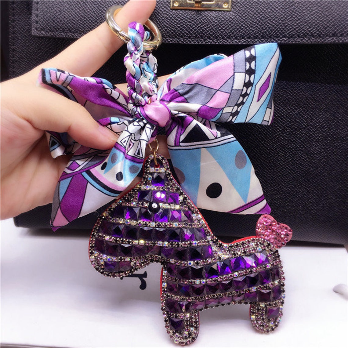 Cute Bling Purse Charm Unique Women Bag Accessories Ribbon Etsy
