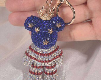 Nice Bear Pendant Keychain Bling Sparkly Crown Bear dolls key rings