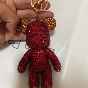 Roter Strass Kristallbär Schlüsselanhänger schwarz/Silber/make benutzerdefinierte Farbe 5" Bär süße Tasche Charme Bling Geldbörse Charme Geldbörse Charme süße Schlüsselanhänger