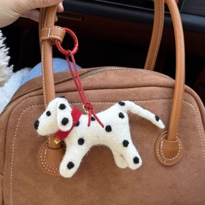 Customize Purse Charm for handbags Dog Wool Felting Dalmatian Bag Tote Charm Key chains Dog Lover Gifts