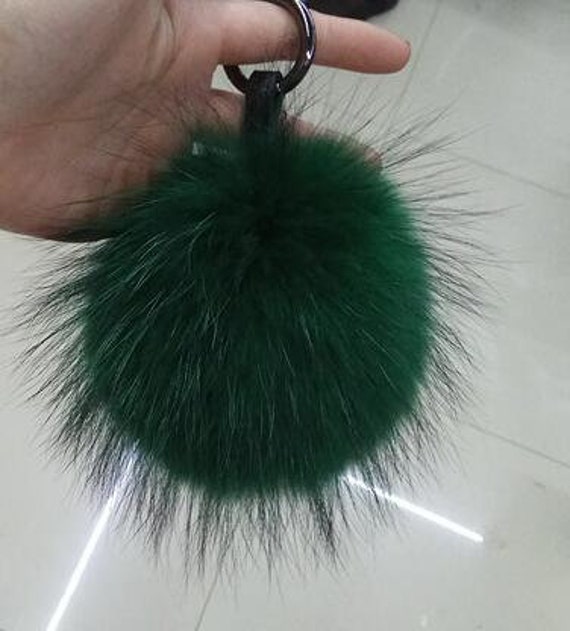 fluffy pom poms keychain