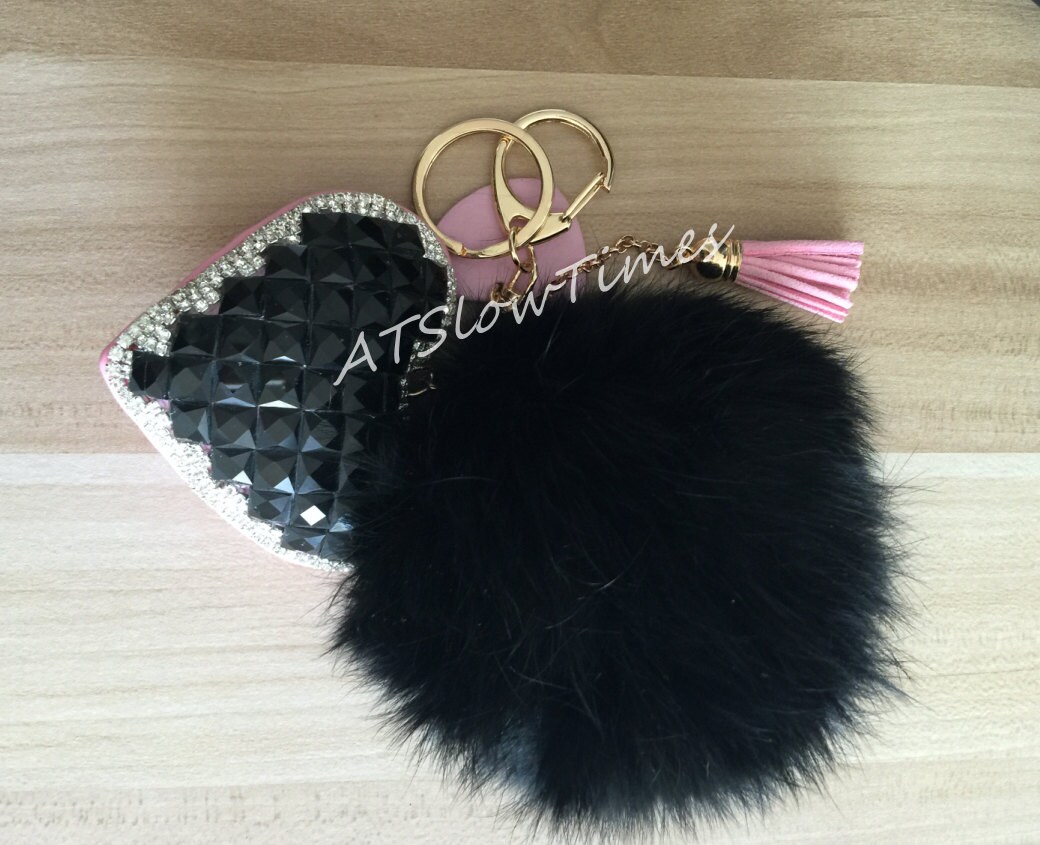 ATSlowTimes Large Fluffy Puffs Ball Bag Charm Pompom Keychain