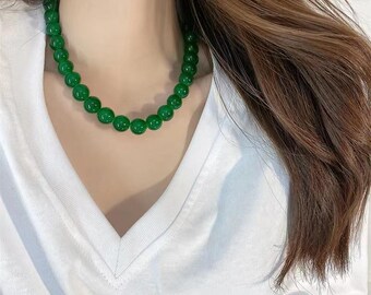 Natural Green Agate Necklace - Lucky Charm with Zen Energy, Eastern Jewelry for Women, Healing Gemstone Talisman & Spiritual Gift