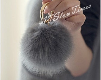 fluffy Bag charms Keychain Pom Pom Fuzzy Ball Key chain Handmade fur handbag Charms Multicolor for Customize Puff Fur Ball Keychains