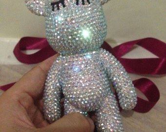 Swarovski Sparkle Bag Charm Bear Pendants AB swarovski Crystal Teddy Bear Keychains with gold/sliver metal hardware